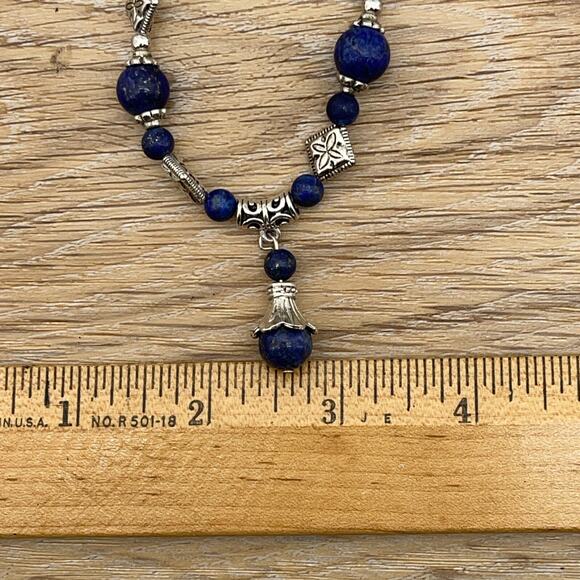 Charm Lapis Lazuli Bracelet Sterling Silver Ethnic Style Women Fine Jewelry - Picture 4 of 4